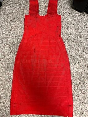 Herve leger Red Bandage Bodycon Dress - Sleek Sleeveless Cocktail Dress
